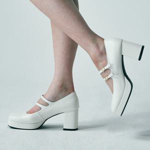 [★키스 오브 라이프 하늘 착용]스퀘어 토 더블 스트랩 메리제인 펌프스 412331003 (7cm/3colors)