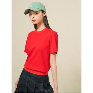 [25SS]라운드넥 반소매 피케 티셔츠  레드 (BF5342C086)