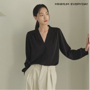 정상가:59,000원 ㅣ [미니멈 에브리데이]페미닌 브이넥 노카라 긴팔 셔츠 (EB2BA003D)