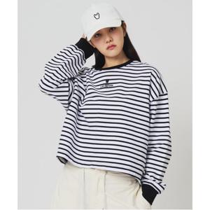 여성 스트라이프 크롭 맨투맨_LW251MT711