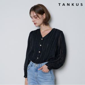 정상가:79,000원 ㅣ 브이넥 시스루 버튼 긴팔 블라우스 (TX3BL018L0)