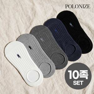 [폴로나이즈] 10켤레 SET 진짜 골지 자수 페이크삭스 남성덧신