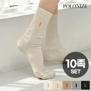 [폴로나이즈] 10켤레 SET 롱롱장목 자수삭스 여성양말