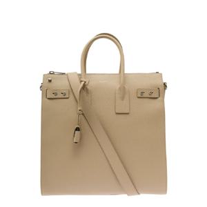 SAINT LAURENT 그레이니 레더 맨 소재의 'Sac de Jour' 엠보싱 로고 베이지 토트백 480583DTI0E96