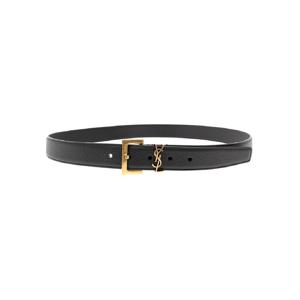 SAINT LAURENT 골드 메탈 버클이 달린 부드러운 가죽 벨트 남자 YSL 634440DTI0W1000