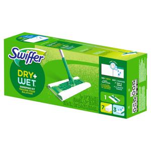 스위퍼 막대걸레 Dry + Wet 스타터킷 (핸들 1입, 정전기청소포 7입, 물청소포 3입)