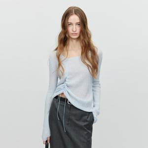 던스트 SHIRRING KNIT TOP SOFT BLUE_UDSW5A204B1