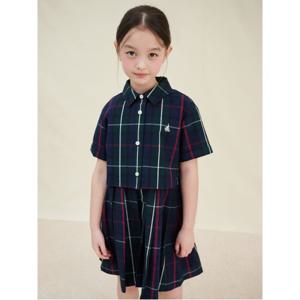 BEANPOLE KIDS 시어서커 체크 민소매 원피스&반소매 크롭 셔츠 세트  그린 (BI5371G07M)