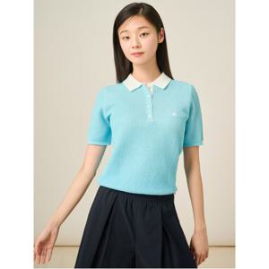 [25SS][빈폴솔솔니트] 투톤 믹스 칼라넥 반소매 풀오버  스카이블루 (BF5451C11Q)