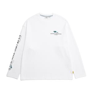 내셔널지오그래픽 N233UTS040 컨셉 그래픽 세미오버핏 긴팔 라운드티 WHITE