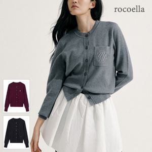 [최초가 59,800원] 마크 엠브로이드 라운드 니트 여성 가디건