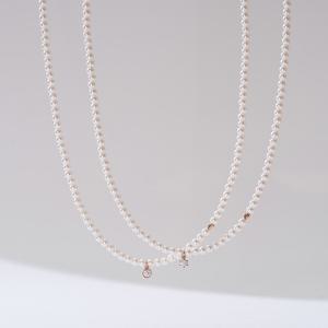 14K 루시 모이사나이트 스와진주 비드 목걸이(2type)