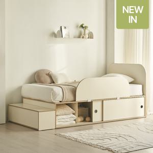 플랫츠 헤드형 슬라이딩 빅수납 벙커 침대 계단+가드 풀세트 SS