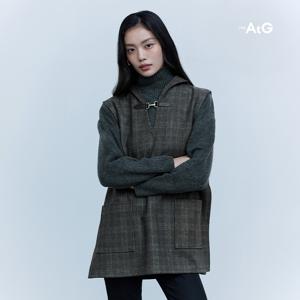 더엣지 울혼방 체크 버클 케이프