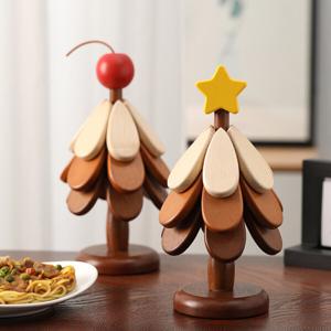 1/1+1원목 크리스마스 트리 별별트리 냄비받침 나무모양 받침대 우드 집들이선물 접이식 인테리어