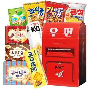 크라운제과 과자간식선물박스 레트로 우체통 507g x 1세트 소비기한 25년 8월 11일