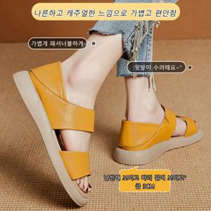 1+1 여성 여름단화 캐주얼 샌들 3cm 빈티지 샌들 여성 소프트 샌들 발이 편한