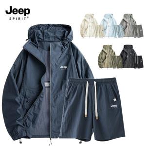 (국내발송) 지프 JEEP SPIRIT 남녀공용 아노락 상하의세트 후드자켓 UV차단99% 바람막이 반바지 세트 T91