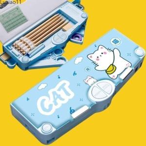 파우치형/만능필통 변신 로봇필통 정리정돈 단면 LUCKY 고양이(5 color)