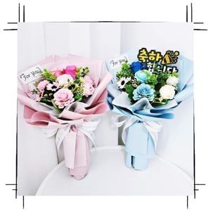 조화꽃+비누꽃 유치원 초등학생 어린이 재롱잔치 꽃 선물 토퍼 발표회 입학식 학예회 생일 미니 꽃다발
