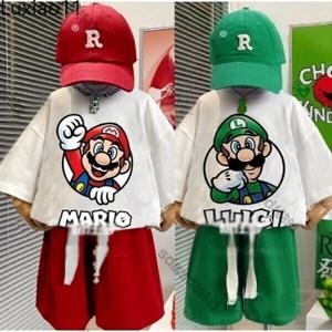 슈퍼마리오 캐릭터 남아 키즈 순면 반팔티 반바지 상하복 여름 투피스 아동복 2종세트 어린이 등원룩