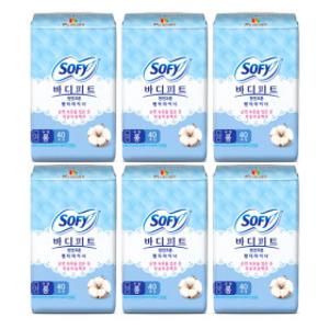 쏘피 바디피트 천연코튼 팬티라이너 롱(무향) 40P x 6개