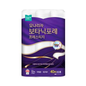 모나리자 광폭 보타닉포레 프레스티지 3겹 40M 30롤 1개 화장지 휴지 고급형 (무료배송)