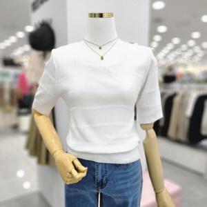 [비지트인뉴욕]스퀘어넥 반팔 솔리드니트티셔츠 VA6SK7G00