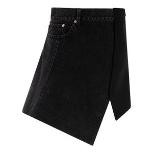 사카이 여성 블랙 Denim x Wool Melton 울 미니 스커트 2407352001