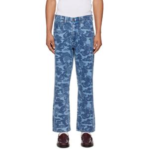 25 FW BAPE 남성 블루 아시아 카모 데님 진 241546M186001