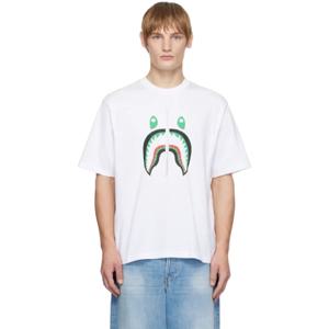 25 FW BAPE 남성 화이트 샤크 유나이티드 아랍 에미레이트 티셔츠 251546M213043