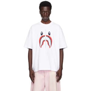25 FW BAPE 남성 화이트 샤크 프랑스 티셔츠 251546M213050