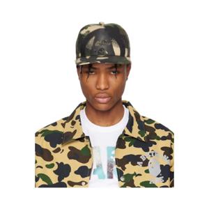 25 FW BAPE 남성 그린   베이지 맥 카모 볼캡 251546M139007