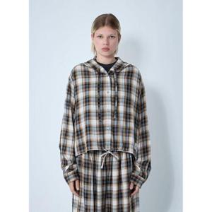 25 FW 아크네 여성 후드 체크 셔츠  acn0261002bei