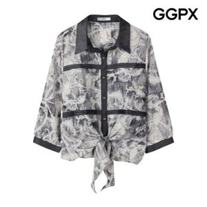 [GGPX] 데님 배색 카라 투톤 매듭 셔츠 (GP7SH069F)