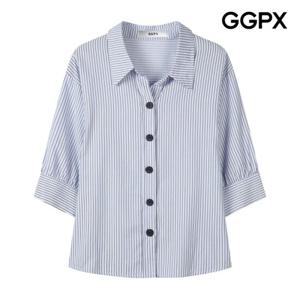 [GGPX] 블랙 버튼 스트라이프 카라 셔츠 (GP7SH064F)