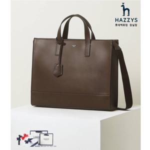 [헤지스ACC][선물포장]HJBA3E851W2_남성용 브라운 로고배색 가죽 서류가방