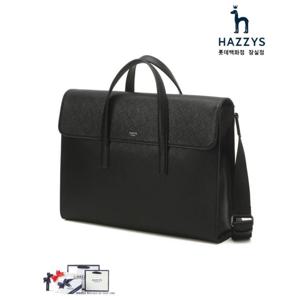 [헤지스ACC][선물포장][인기신상] HJBA3F411.BK_남성 블랙 로고배색 가죽 서류가방