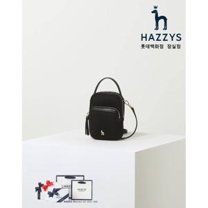 [헤지스ACC][인기신상] HIWA3F430.BK_여성 블랙 나일론 더블지퍼 큐빅장식 크로스 미니백
