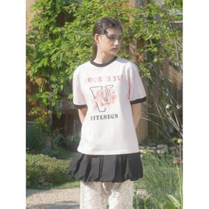 [바이탈싸인] 로즈바우 링거 티셔츠_Light Pink [25MNSUTOP03LP]