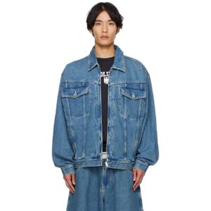 25 FW 베트멍 남성 블루 힙합 데님 재킷 252669M177001