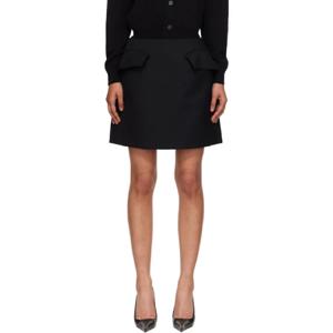 25 FW McQueen 여성 블랙 울 개버딘 미니 스커트 251259F090002