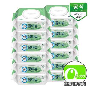 깨끗한나라 물티슈 퓨어 그린 캡형 100매 x 12팩 [추가증정]