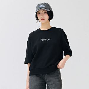 [체이스컬트]여성 레터링 포인트 5부 티셔츠-DERG5861B03