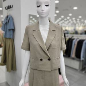 [비지트인뉴욕]크롭 홑겹 카라반팔더블버튼 자켓 VA5JK0F