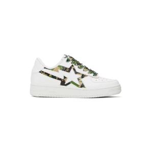25 FW BAPE 여성 화이트   카키 스타 아이콘 ABC 카모 스니커즈 241546F128013