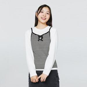 [소이]스트라이프 조끼 레이어드티 24F3465BK_OD