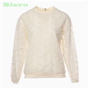 [시에로]입체 꽃자수 네크립 우븐 블라우스 SH2SHF056