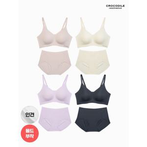 [크로커다일 이너웨어]라이크라 인견쉘론 몰드부착 더블스트랩 감탄브라+팬티 8종세트 CDW5N32333536_T