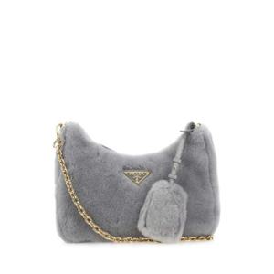 PRADA 라이트 그레이 시어링 숄더백 1BC204VZOO2EC9 F0591